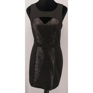 BCBGeneration Size 6 | Black Sequin Cutout Open Back Mini Bodycon Dress